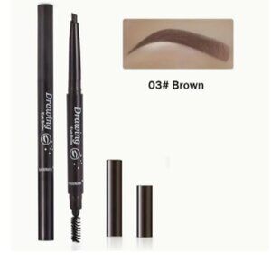 Dark brown brow liner waterproof eyebrow pencil with brush on opposite end
